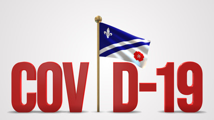 Naklejka premium Franco Albertains realistic 3D flag and Covid-19 illustration.