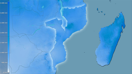 Mozambique, annual precipitation - light glow