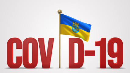 Lower Austria realistic 3D flag and Covid-19 illustration.