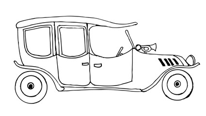 Vintage car. Drawing for coloring - 345742619