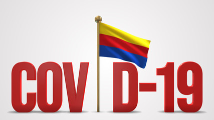 North Holland realistic 3D flag and Covid-19 illustration.