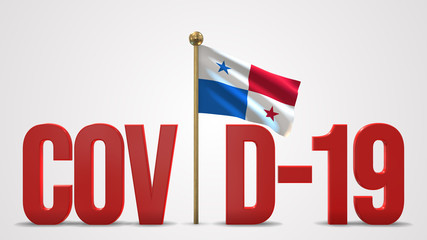Panama realistic 3D flag and Covid-19 illustration.