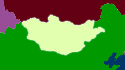 Mongolia, administrative divisions - light glow