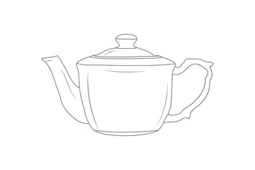 kettle for brewing tea. eps10 vector stock illustration. outline
