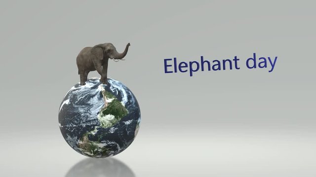 Elephant day. World elephant day at zoos. World Elephant Day. 3d render of an elephant. Banner for organizations protecting animals.