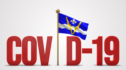 Shawinigan realistic 3D flag and Covid-19 illustration.