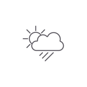 Sun, Cloud and Rain line icon, Vector weather symbol in flat design