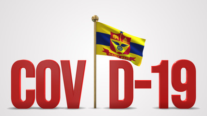 St. Paul Minnesota realistic 3D flag and Covid-19 illustration.
