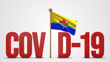 Thunder Bay realistic 3D flag and Covid-19 illustration.