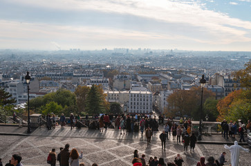a large view over Paris from the top of the hill of Montmartre, Paris
