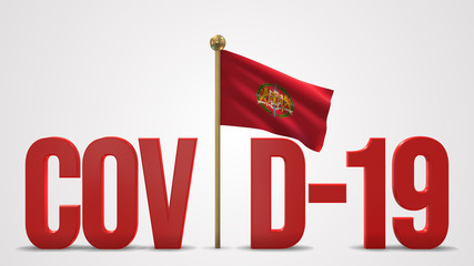 Valladolid realistic 3D flag and Covid-19 illustration.