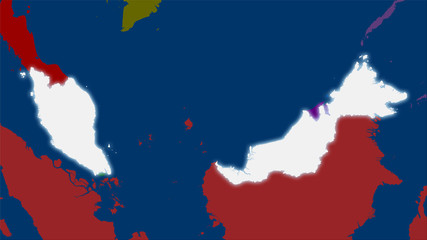 Malaysia, administrative divisions - light glow