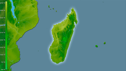 Madagascar, annual temperature - light glow