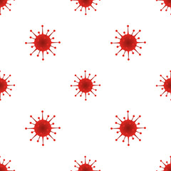Seamless pattern with illustration of novel Coronavirus 2019-nCoV on white background. Abstract model of nCoV COVID virus. Coronavirus epidemic pattern
