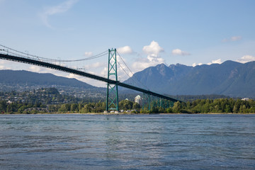 Lions Gate Bridge over the water in Vancouver B.C.