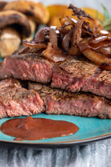 juicy grilled steak on a plate