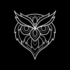 Abstract linear head of owl. Logo of the owl. Vector illustration