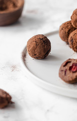 Vegan chickpeas truffles with cranberries 