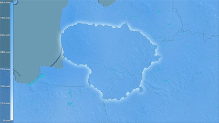 Lithuania, annual precipitation - light glow