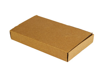 Cardboard box isolated on a white background.