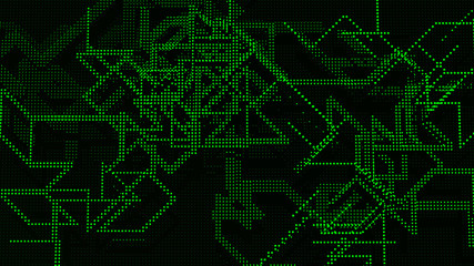 Futuristic matrix particles. Abstract technology background. Big data digital code. 3d