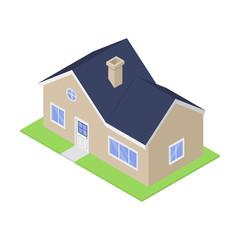 Isolated isometric house on a white background. Buying and renting real estate.
