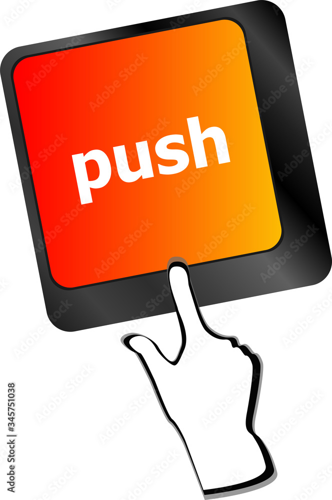 Poster push key on computer keyboard, business concept