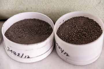testing of different soil samples in the agricultural laboratory
