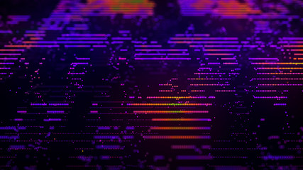 A musical wave of particles. Background of glowing particles. Dust particles. Abstract illustration. 3D rendering.