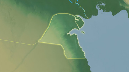 Kuwait, topographic relief - light glow