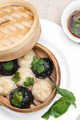 Dim Sum Steamed with Soy Sauce and herbs