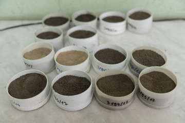 testing of different soil samples in the agricultural laboratory