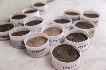 testing of different soil samples in the agricultural laboratory