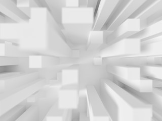 3d abstract architecture background. Modern chaotic cubes rendering