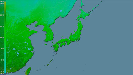 Japan, annual temperature - raw data