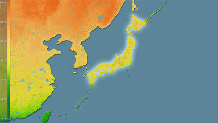 Japan, annual range - light glow