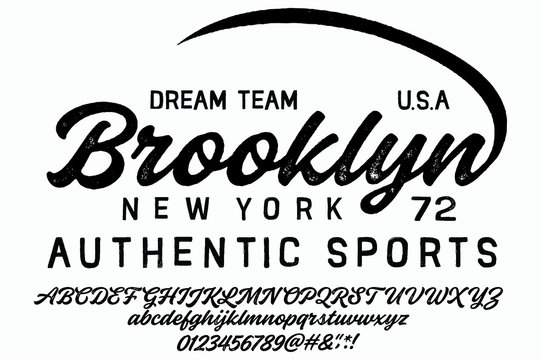 Hand drawn  calligraphy display typeface on light background for projects,logotypes and headlines.Outdoor poster advertising inspired font.Letters and numbers.Vector illustration.