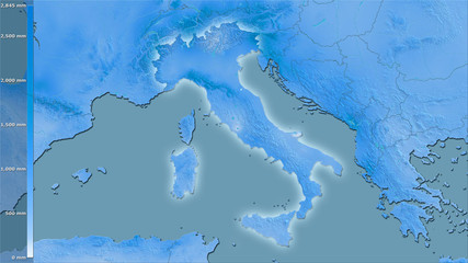 Italy, annual precipitation - light glow