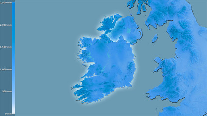 Ireland, annual precipitation - light glow