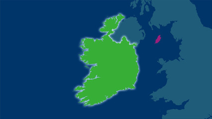 Ireland, administrative divisions - light glow