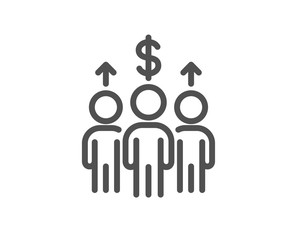 Meeting line icon. Business teamwork sign. Group of people symbol. Quality design element. Editable stroke. Linear style meeting icon. Vector
