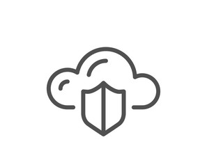 Cloud computing protection line icon. Internet data storage sign. File hosting technology symbol. Quality design element. Editable stroke. Linear style cloud protection icon. Vector