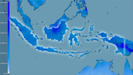 Indonesia, annual precipitation - light glow