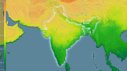 India, annual range - light glow