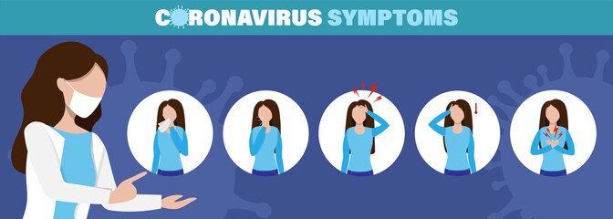 Coronavirus 2019-nCoV infographic. Symptoms of desease, epidemic situation. Heath protection covid-19.