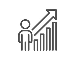 Employee result line icon. Business growth statistics sign. Human resource symbol. Quality design element. Editable stroke. Linear style employee result icon. Vector