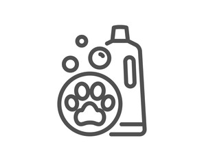 Pet shampoo line icon. Pets care sign. Dog cleaning symbol. Quality design element. Editable stroke. Linear style pet shampoo icon. Vector