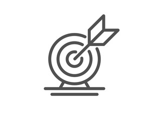 Target goal line icon. Success arrow sign. Business aim symbol. Quality design element. Editable stroke. Linear style target goal icon. Vector