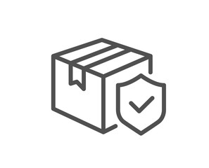 Parcel insurance line icon. Risk coverage sign. Package delivery protection symbol. Quality design element. Editable stroke. Linear style parcel insurance icon. Vector