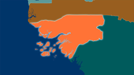 Guinea-Bissau, administrative divisions - light glow